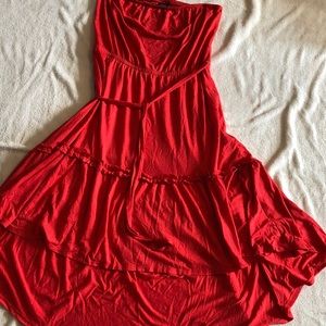 Bright red hi-lo dress
